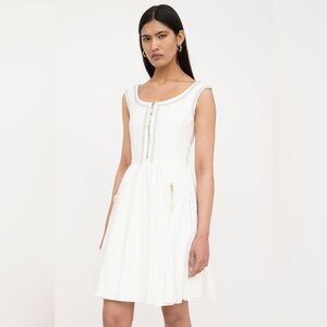 Prada White Sleeveless Scoop-Neck Dress with Stud Trim